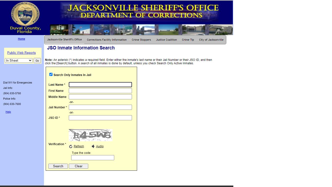 JSO Inmate Information Search - Jacksonville Sheriff's Office