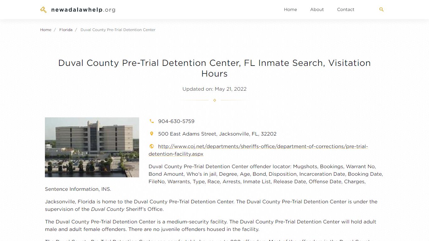 Duval County Pre-Trial Detention Center, FL Inmate Search ...